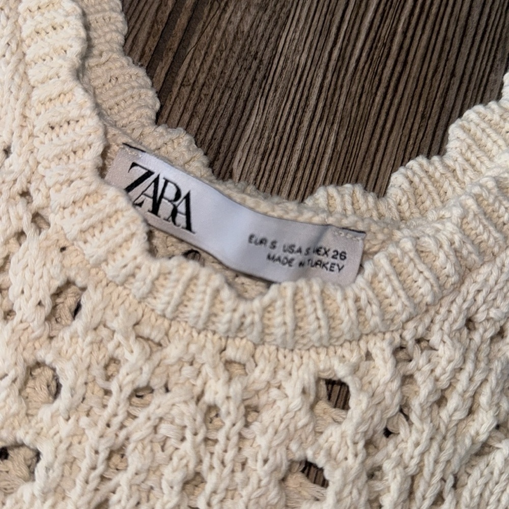 Zara Knit Top Crochet Small Soft Cropped Tank - image 3